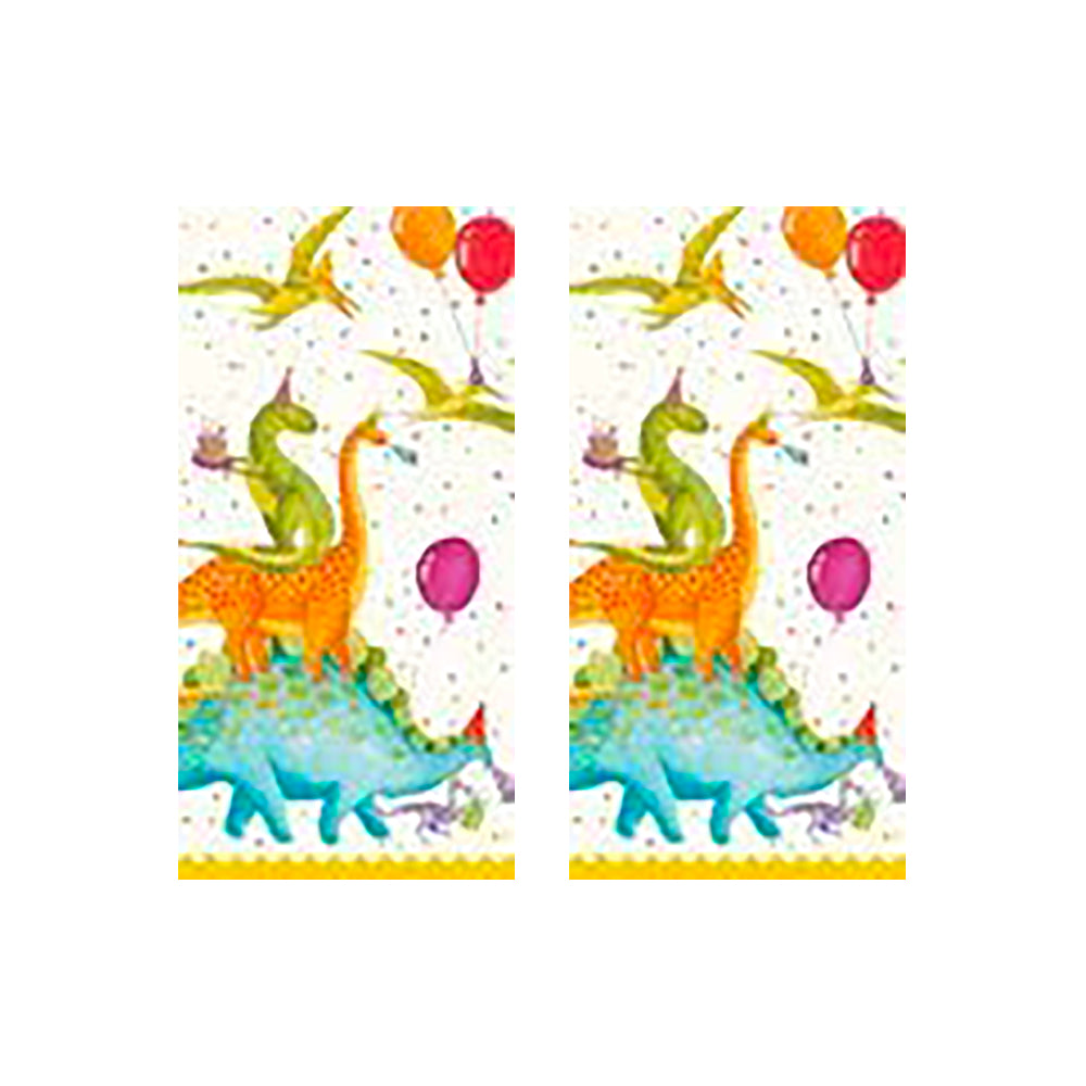 Partysaurus Dinosaurs Dogs Caspari Paper Pocket Tissues - 2 packs of 10 tissues 21 cm square