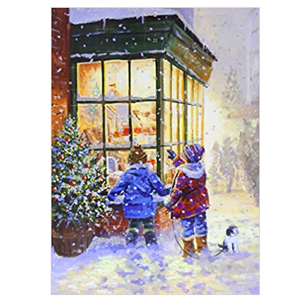 Winter Scene Advent 38 x 28 cm flat with 24 doors Carousel Advent Calendar