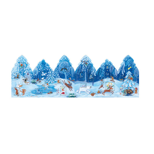 Advent Facades Snowscene Advent Card with 24 doors and Envelope Concertina 16.5 x 11.5 cm