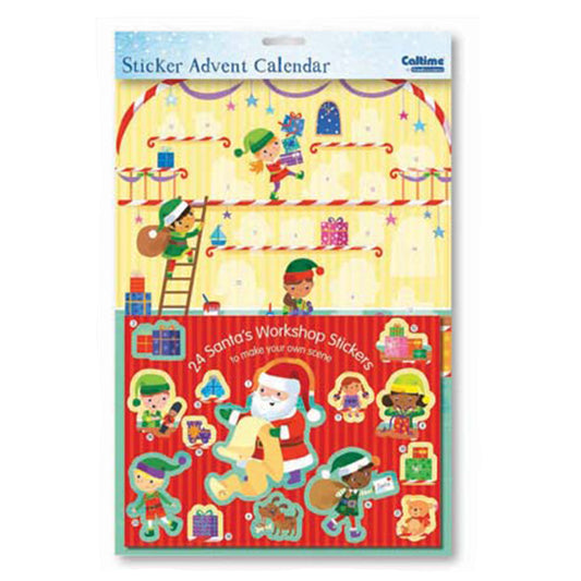 Sticker Santa Workshop with Stickers Caltime Advent Calendar 24 x 35 cm