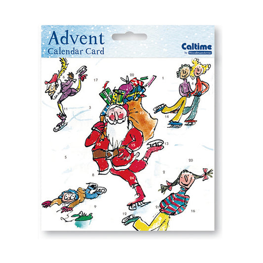 Quentin Blake Traditional Skating Advent Calendar Card 160 x 160 mm Caltime with envelope