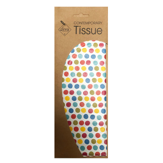 Party Dot Multicoloured Tissue Paper 4 Sheets of 20 x 30" Deva Tissue Wrapping Paper