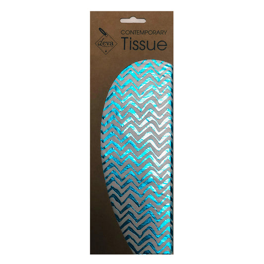 Turquoise Zig Zag Tissue Paper 4 Sheets of 20 x 30" Deva Tissue Wrapping Paper