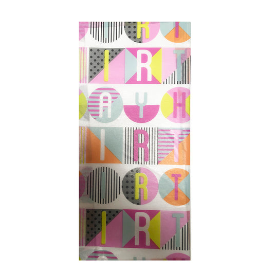 Birthday Pop Fushia Text Tissue Paper 4 Sheets of 20 x 30" Deva Tissue Wrapping Paper