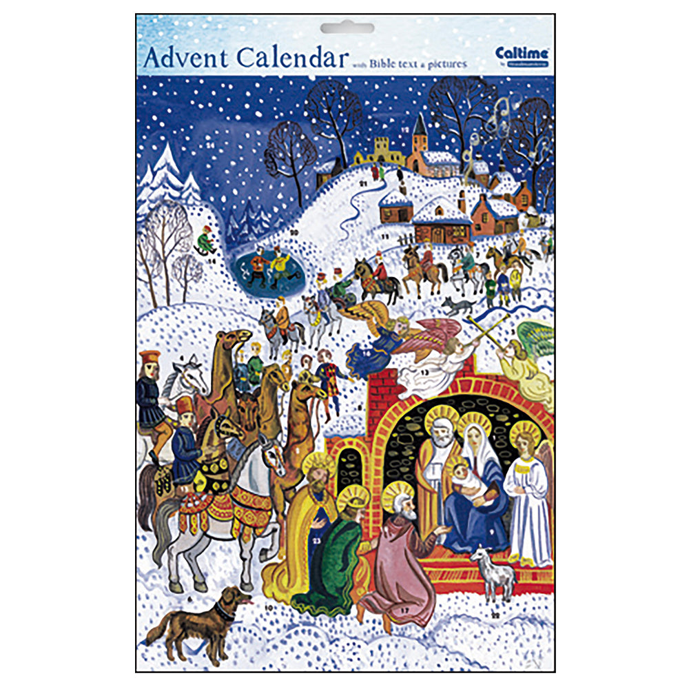 Nativity Scene with Bible Text King Kneels Caltime Advent Calendar 245 x 350mm