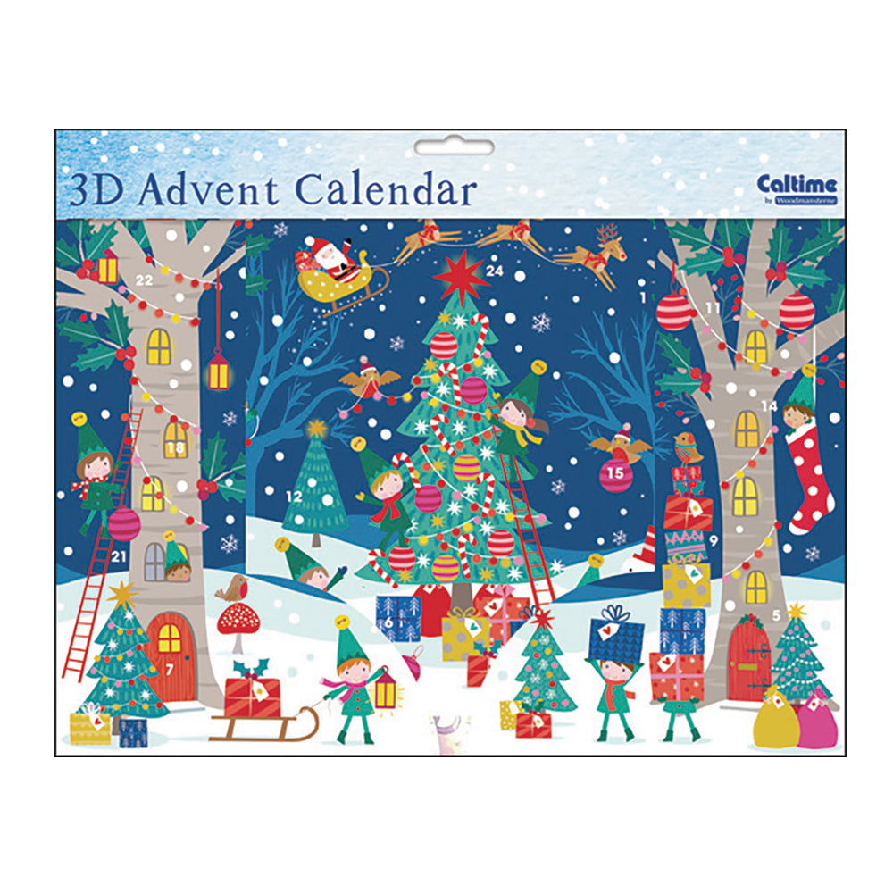 Christmas Tree Santa’s Elves 3 D Caltime Advent Calendar 538mm x 245 x 90mm