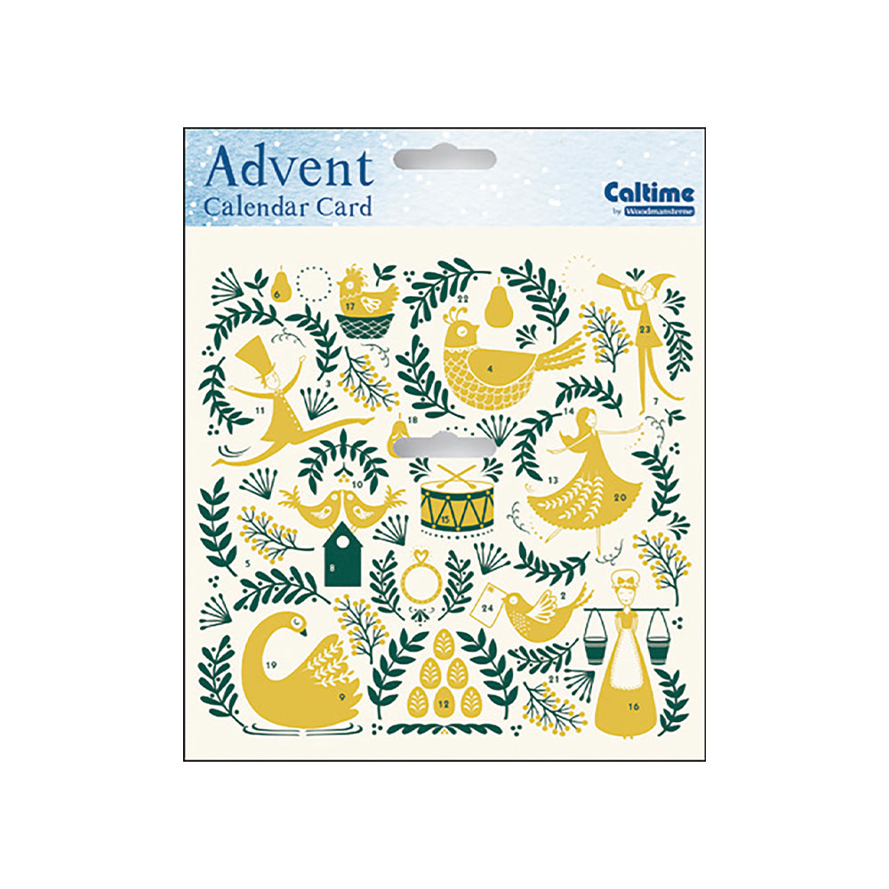 12 days of Christmas Advent Calendar Card 160 x 160 mm Caltime with envelope