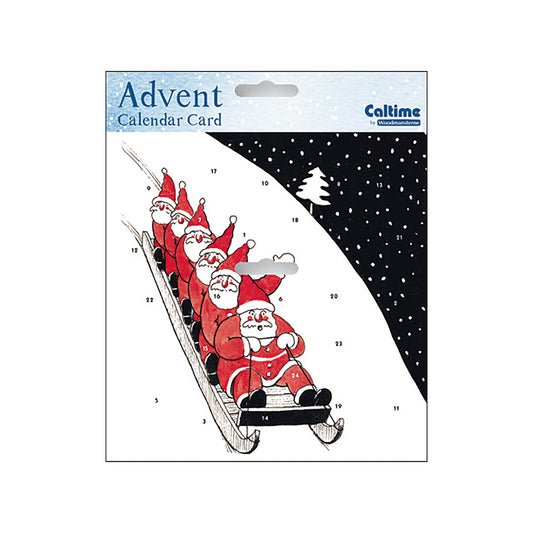 Sledging Santa Advent Calendar Card 160 x 160 mm Caltime with envelope