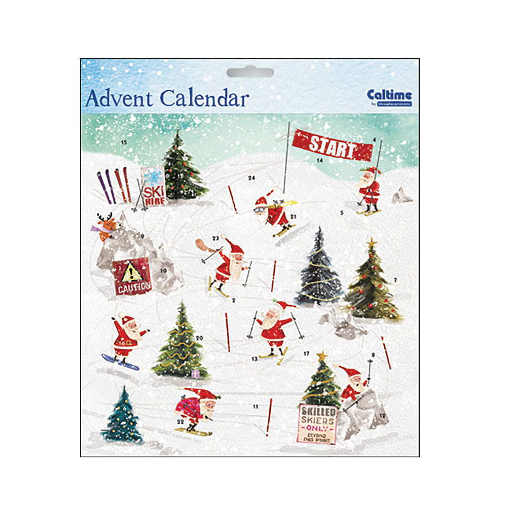 Skiing Santa Caltime Advent Calendar 235 x 235mm