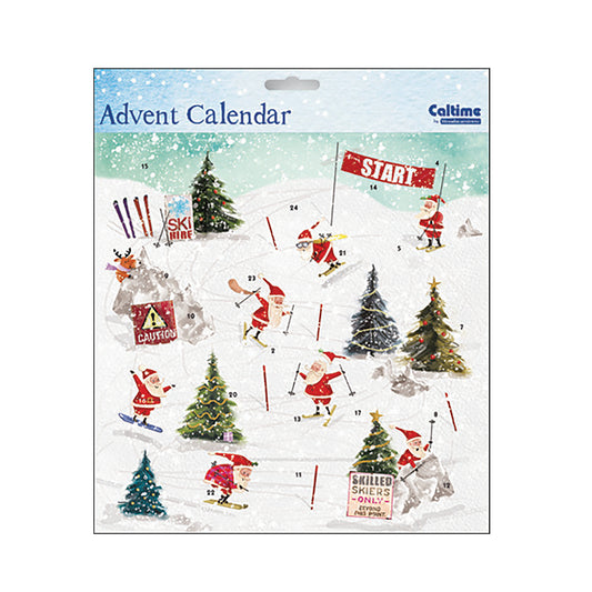 Skiing Santa Caltime Advent Calendar 235 x 235mm