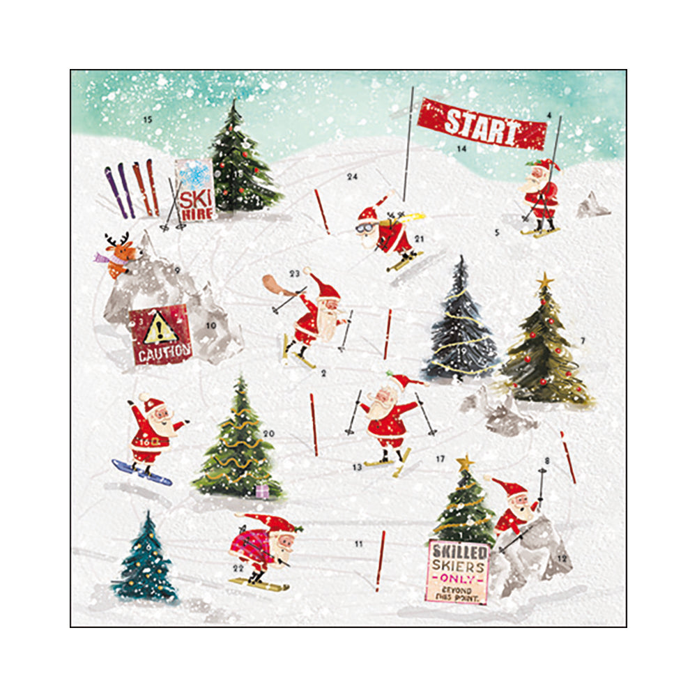 Skiing Santa Caltime Advent Calendar 230 x 230mm