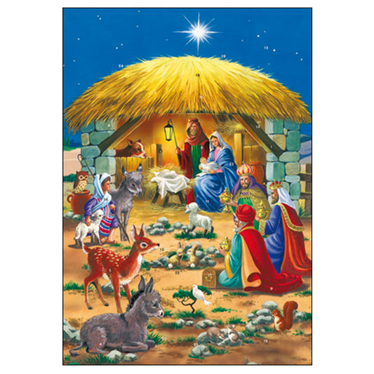 Nativity Glitter varnish Caltime Advent Calendar 245 x 350mm