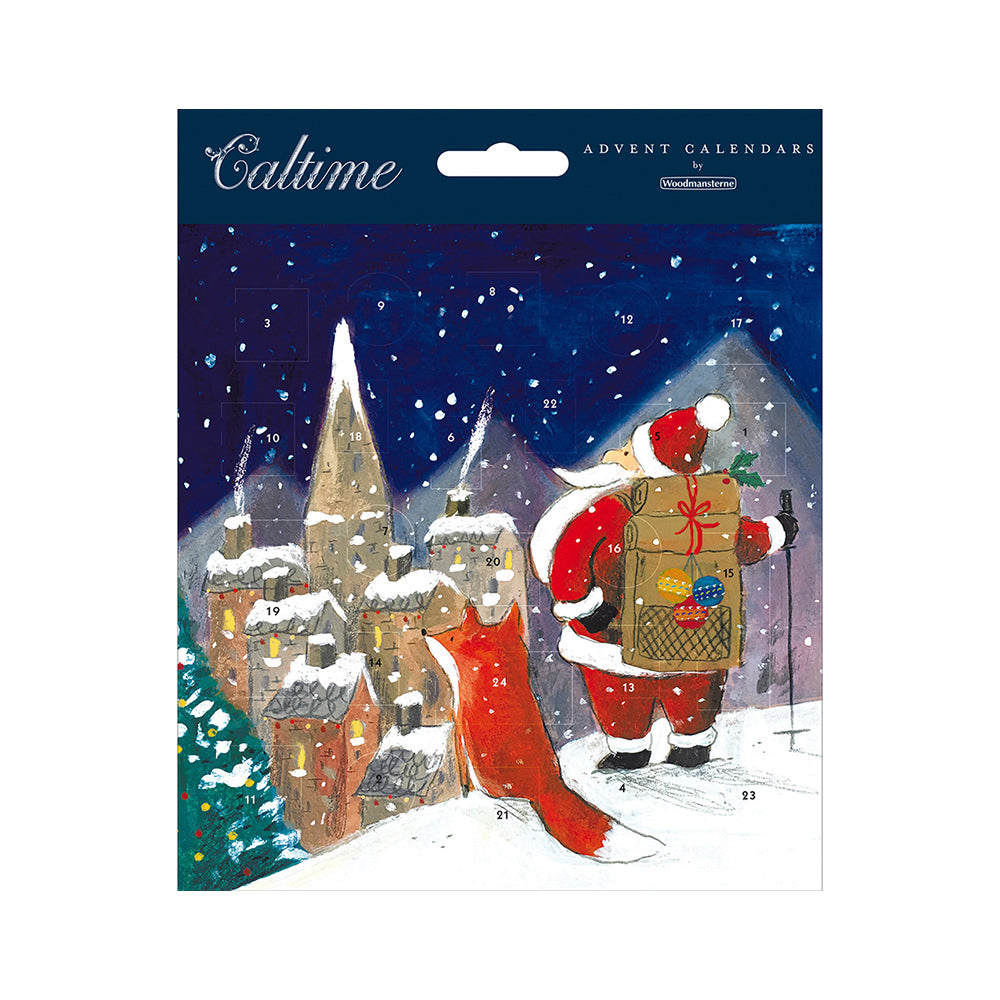 Santa and Fox Advent Calendar Card 160 x 160 mm Caltime with envelope