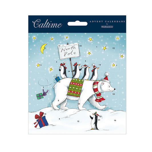 Polar Bear North Pole Advent Calendar Card 160 x 160 mm Caltime with envelope