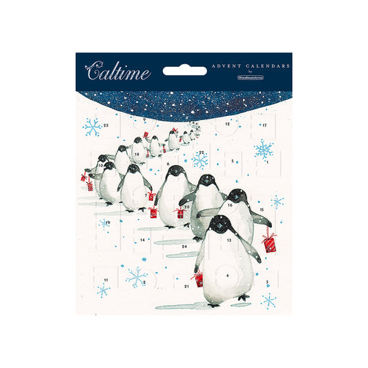 Penguins To the Slopes Advent Calendar Card 160 x 160 mm Caltime with envelope