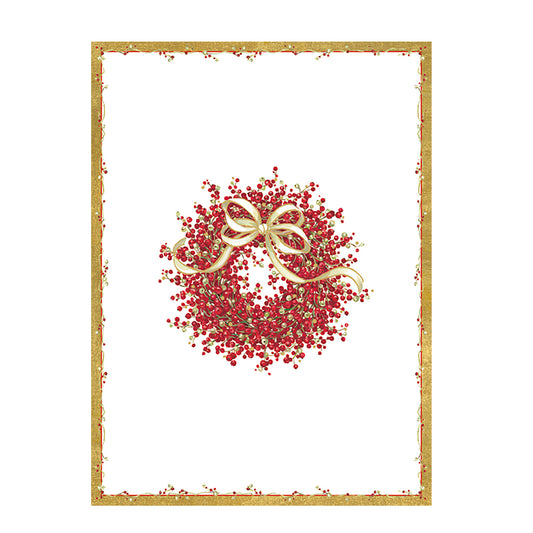 Pepperberry Christmas Wreath by Janine Moore Caspari Set of 8 Die-Cut Place Cards Size 9cm x 9cm