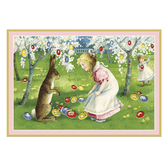 Caspari Easter Cards Girls & Bunny 5 cards per pack - 10 x 15 cm