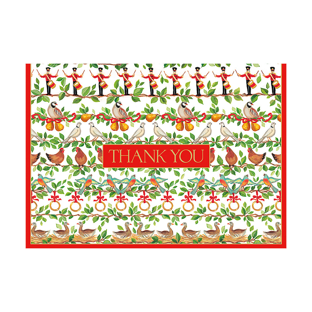 12 days by Janine Moore Christmas Thank You Notelets Caspari (8 pack)