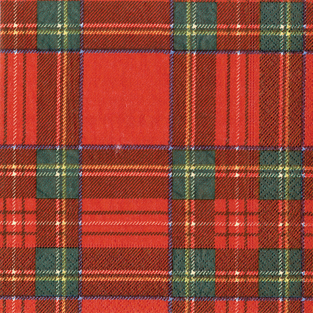 Royal plaid Tartan Red  Caspari Paper Dinner Napkins 40 cm square 3 ply 20 pack