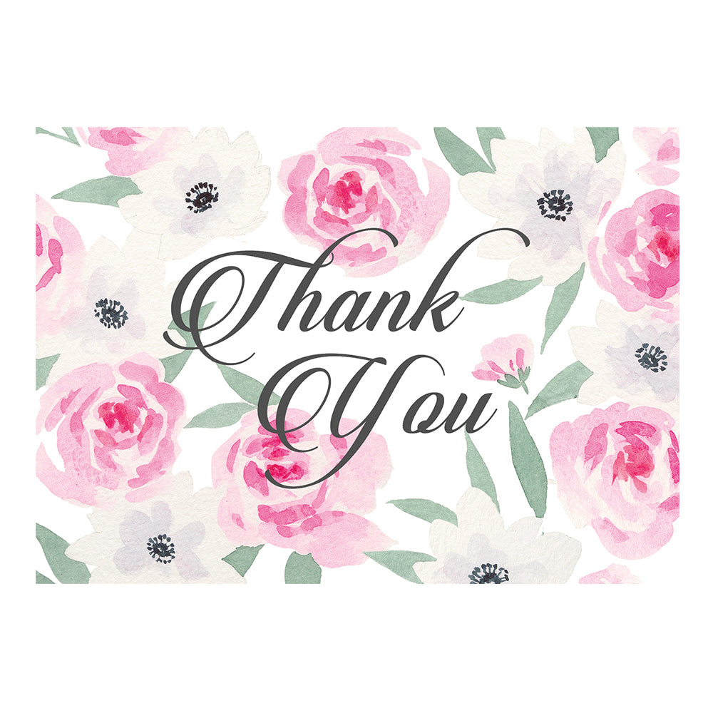 Flora flora foil Thank You Notelets Caspari (8 pack)