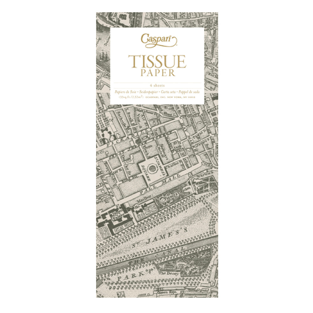 Caspari London Map Tissue Paper 4 Sheets of 20 x 30" Tissue Wrapping Paper