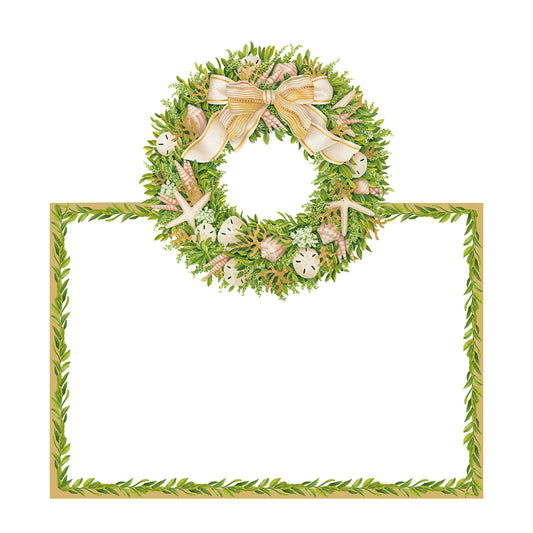 Shell Wreath Christmas by Karen Kluglein Caspari Set of 8 Die-Cut Place Cards Size 9cm x 9cm