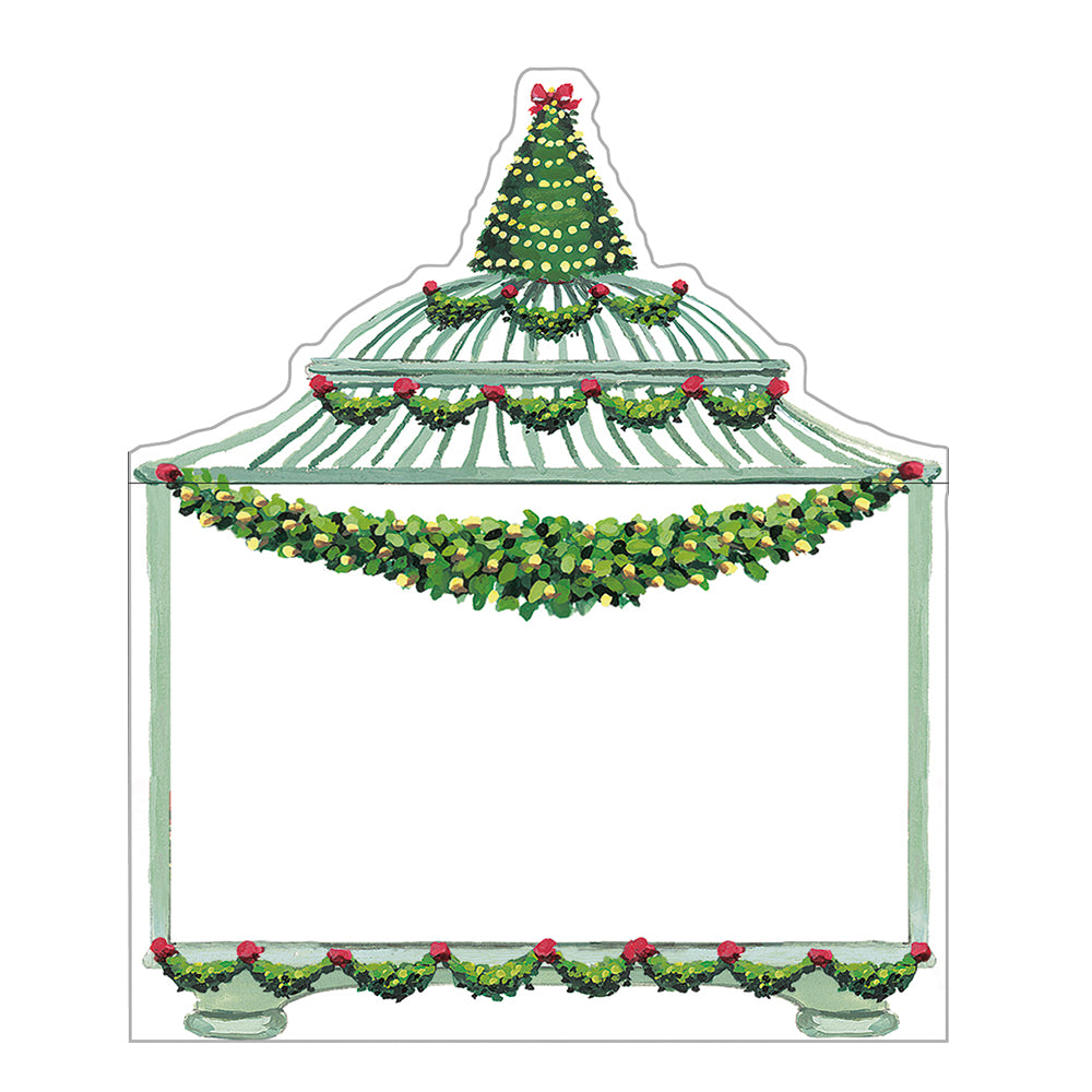 Birdcage Green Christmas by Katharine Barnwell Caspari Set of 8 Die-Cut Place Cards Size 9cm x 9cm