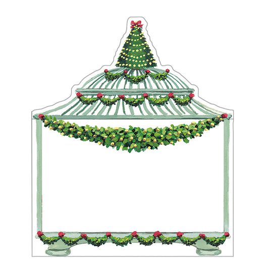 Birdcage Green Christmas by Katharine Barnwell Caspari Set of 8 Die-Cut Place Cards Size 9cm x 9cm