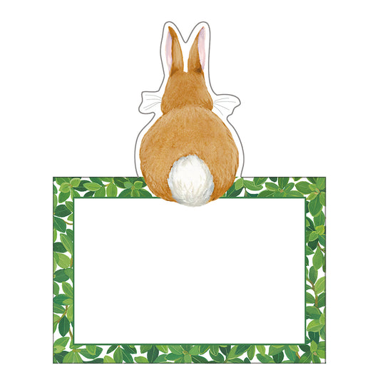 Bunnies and Boxwood Easter Bunny by Janine Moore Caspari Set of 8 Die-Cut Place Cards Size 9cm x 9cm
