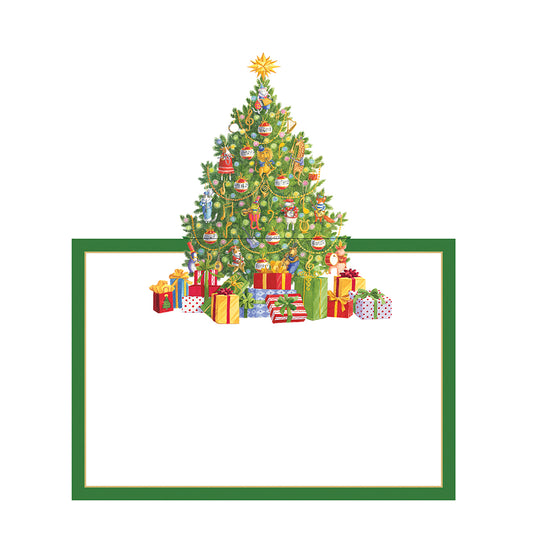Musical Jamboree Tree Christmas by Ingrid Slyder Caspari Set of 8 Die-Cut Place Cards Size 9cm x 9cm