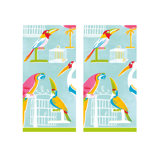 The Aviary Birds Caspari Paper Pocket Tissues - 2 packs of 10 tissues 21 cm square