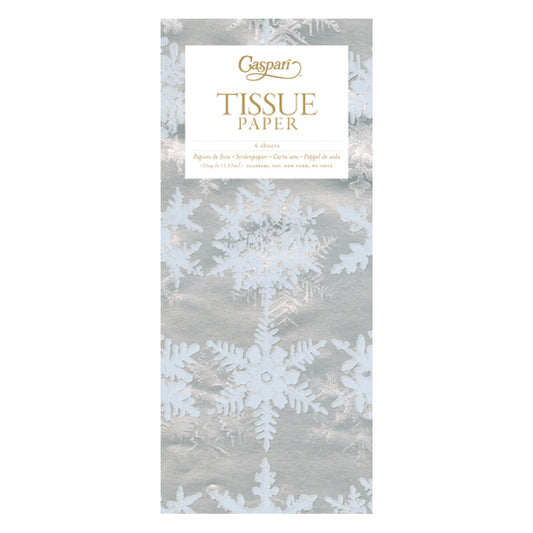 Snowfall silver white snowflakes Tissue Paper 4 Sheets of 20 x 30" Tissue Wrapping Paper