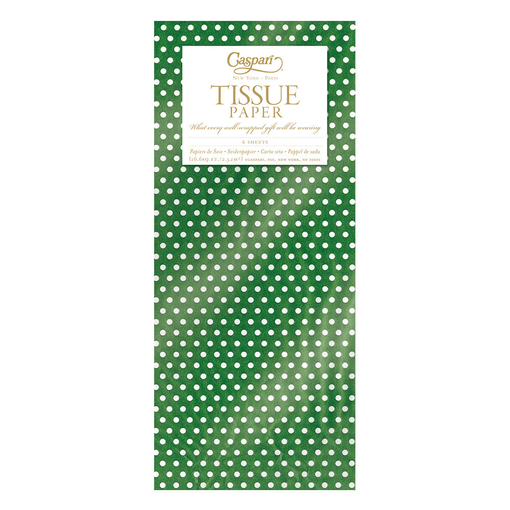 Tiny Dots green white Tissue Paper 4 Sheets of 20 x 30" Tissue Wrapping Paper