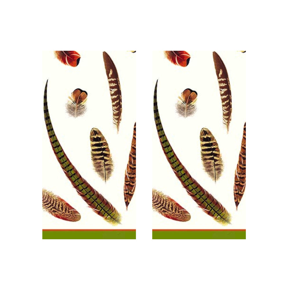 Ivory Fasans Pheasant Feathers Caspari Paper Pocket Tissues - 2 packs of 10 tissues 21 cm square