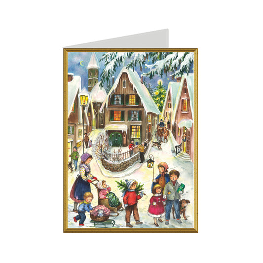 Snowscene Richard Selmer Single German Christmas Card with envelope 12 x 17 cm