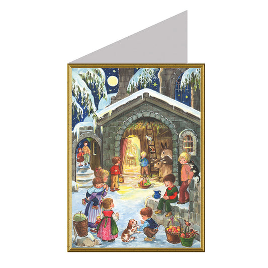 Church Snowscene Richard Selmer Single German Christmas Card with envelope 12 x 17 cm