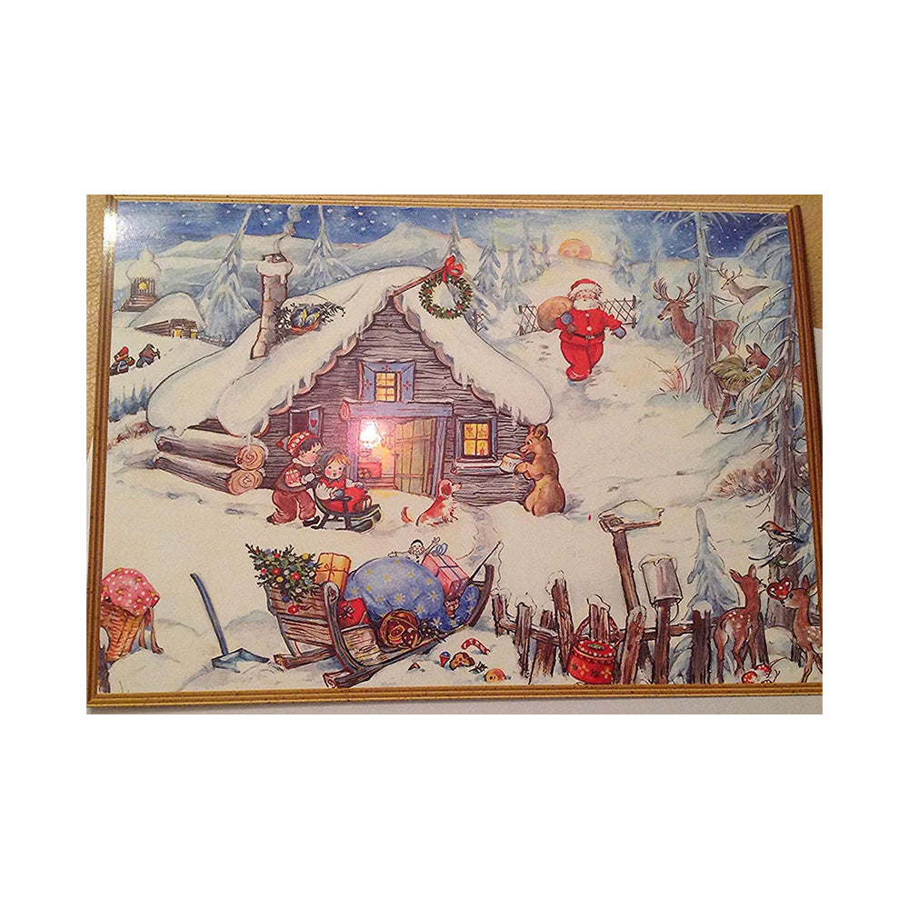 Santa and Sleigh Cabin Richard Selmer Single German Christmas Card with envelope 12 x 17 cm