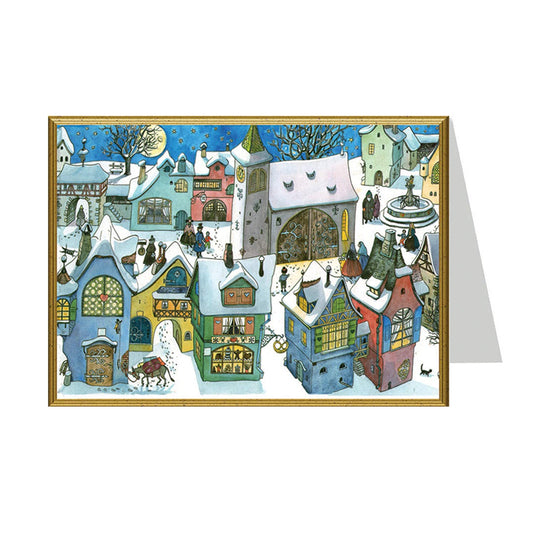 Christmas Town Snowscene Richard Selmer Single German Christmas Card with envelope 12 x 17 cm
