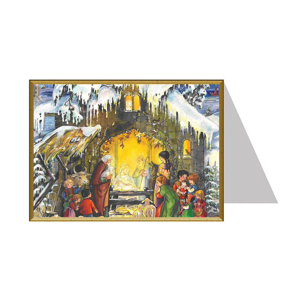 Nativity in Snow Richard Selmer Single German Christmas Card with envelope 12 x 17 cm