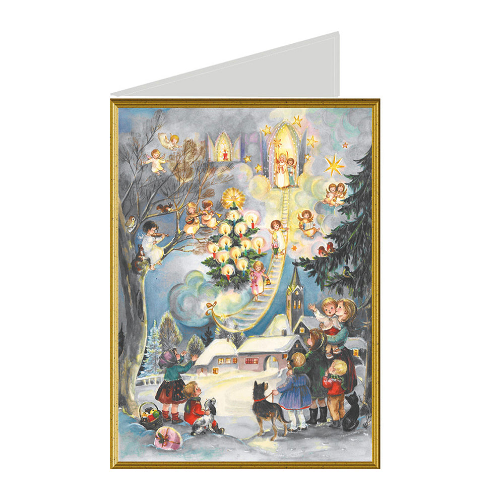 Snowscene Angels Heaven Richard Selmer Single German Christmas Card with envelope 12 x 17 cm