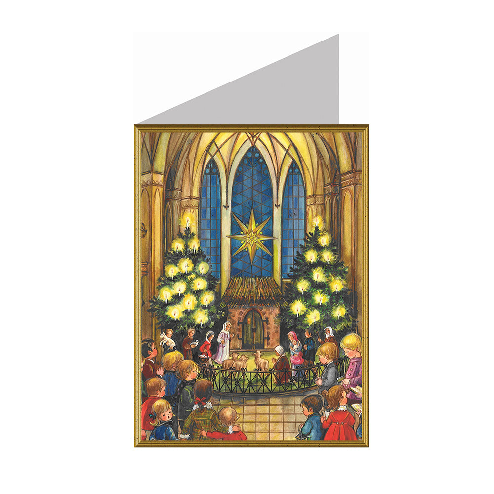Children's Church Nativity Richard Selmer Single German Christmas Card with envelope 12 x 17 cm
