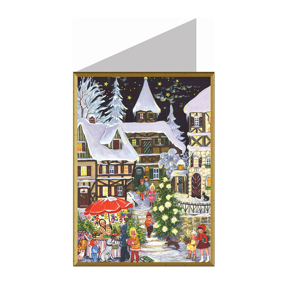 Christmas Market Richard Selmer Single German Christmas Card with envelope 12 x 17 cm