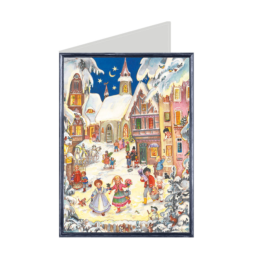 Children in Christmas Town Richard Selmer Single German Christmas Card with envelope 12 x 17 cm