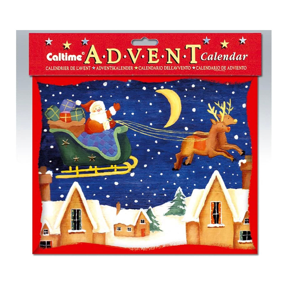 Christmas Night Santa One Reindeer Caltime Advent Calendar with red envelope 19.5 x 24.5 cm