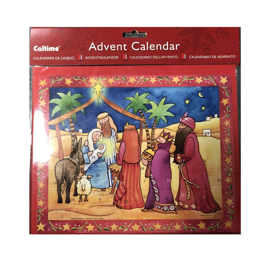 Nativity Caltime Advent Calendar with red envelope 19.5 x 24.5 cm