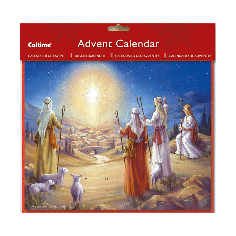 Sherherds Watching Caltime Advent Calendar with red envelope 19.5 x 24.5 cm