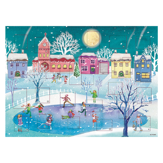 Ice Skating on the Pond Medici Advent Calendar with gold foil 240 x 330 mm