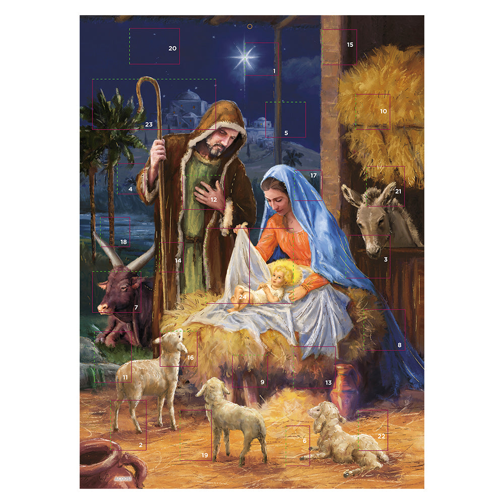 Nativity Mary Joseph and Jesus Medici Advent Calendar 240 x 330mm