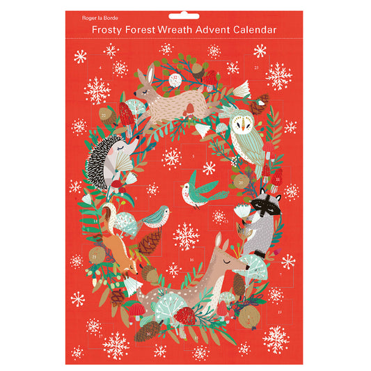 Frosty Forest Wreath Animal Garland Roger La Borde Flat Advent Calendar 380 x 270 mm Gold Foil