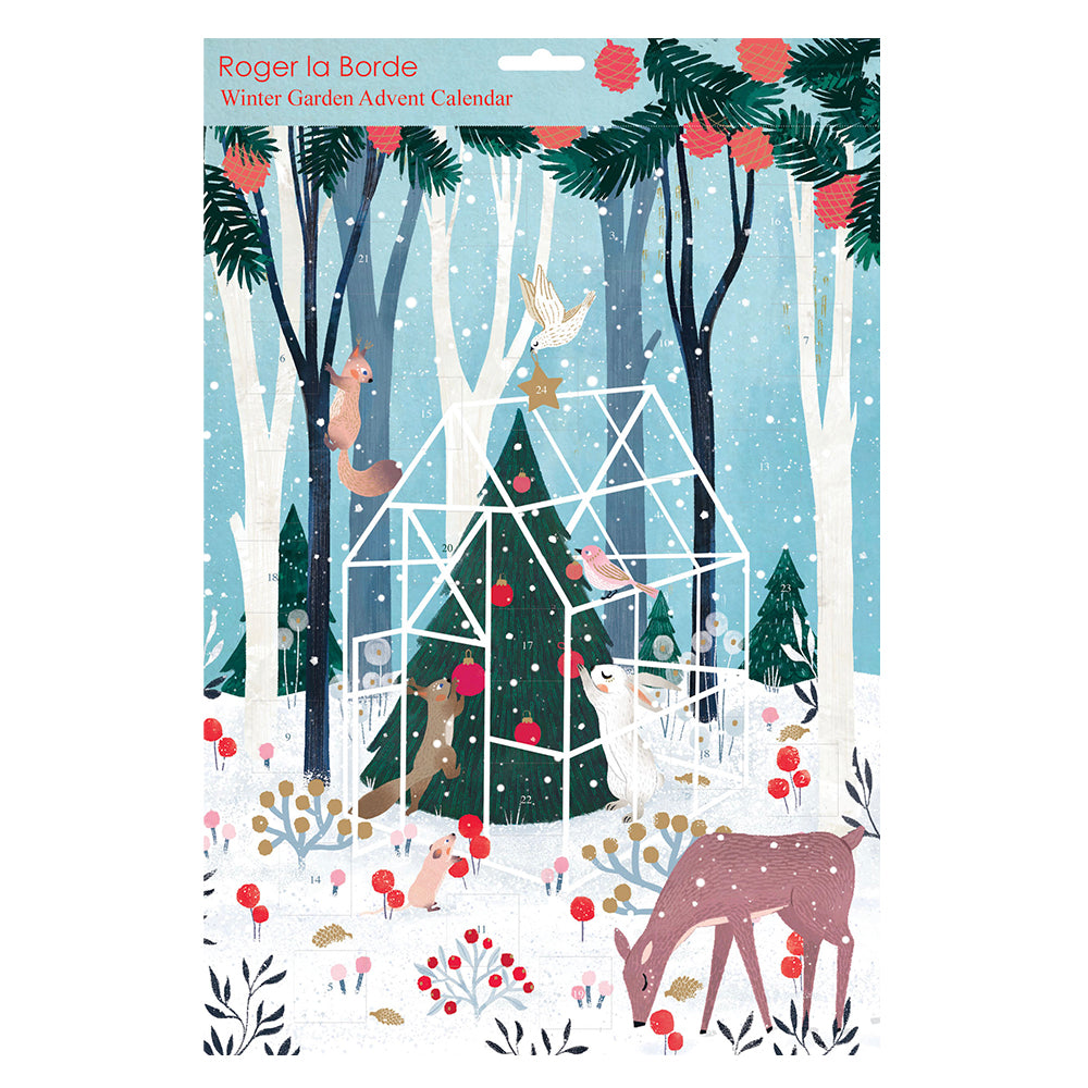 Deer and Tree Roger La Borde Flat Advent Calendar 380 x 270 mm Gold Foil